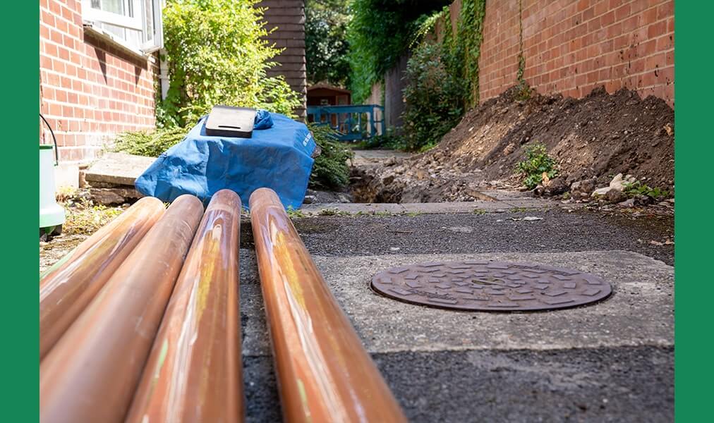 Replacement pipes for damaged drain